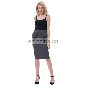 Grace Karin Womens Solid Color High Stretchy Hips-Wrapped Grey Vintage Retro Pencil Skirt CL010454-5 thumbnail-2