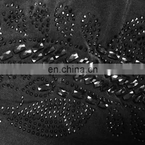 Womens's Black Colour Lycra(Stretchable) Black Stone Embroidery Work Beautiful Rick Looking Burkha thumbnail-5