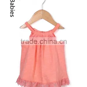 Fashion Clothing 2016 Baby Sleeveless Singlet Neck Peach Tops thumbnail-1