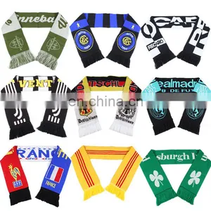 Sports Knitted Warm Football Fans Club World Scarf 100% Acrylic Carton Custom Logo Jacquard Knitted Scarfs thumbnail-2
