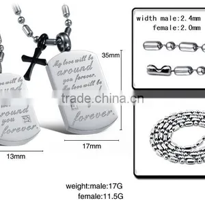 Wholesale Stainless Steel Square Plate With Letter Pendant for Lovers Small MOQ and Mix Order thumbnail-6