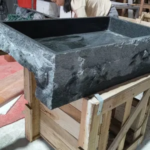 Sesame Black Granite Marble Easy Clean Rectangular Countertop Vessel Sink Factory Direct Wholesale Hand Wash Basin OEM ODM thumbnail-2