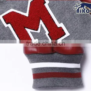 Quality Men's Fitted Leather Sleeves Varsity Wool Jackets With Chenille Patches thumbnail-3