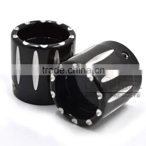 BJ-FS-HA001 High Quality Black Deep Edge CNC Billet Alloy Motorcycle Front Axle Cap Universal for Harley Davidson and Choppers thumbnail-2