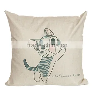 Home Decorative Cat Printing Linen Cheap Cushion Cover thumbnail-4