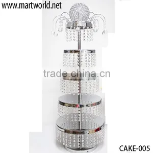 5-tier Luxurious Crystal Cake Stand;Wedding Cake Stand With Acrylic Crystal Hanging Beads(cake-005) Quality Choice thumbnail-1