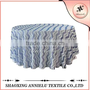 Fancy White and Blue Sliver Organza Table Cloth thumbnail-1