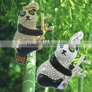 Cute Lovely Promotional Gift Diamond Panda Shape USB thumbnail-1
