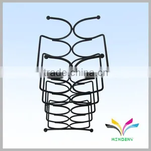 China Manufacturer High Quality Hot Sale Fancy Beautiful Display Rack Antique Red Wine Metal Wire Curved Glass Shelf thumbnail-2