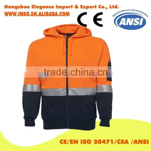 Reflective Two Tones Warm Winter Singlets Polar Fleece Coat Adults Full Hoodie thumbnail-1