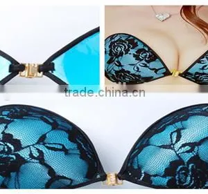 Sponge Lingerie For Curvy Women Cleavage Bras With Black Lace Cover thumbnail-4