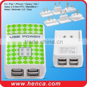 Wholesale 5V 4.8A ,4 Usb Power Mobile Adapter Travel Charger With Changeable Plug thumbnail-1
