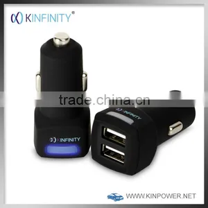 Dual Port Universal USB Portable Car Charger With Rubber Finish thumbnail-1