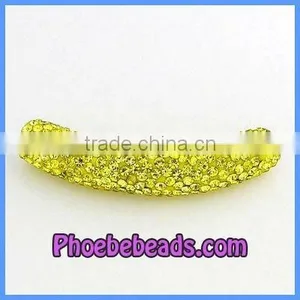 Yellow Rhinestone Crystal Pave Tube Spacer Beads CTB-007 thumbnail-1