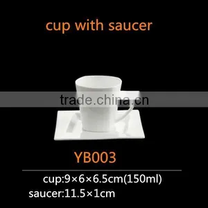 Square Shape Ceramic Cup 150ml Bone China Coffee Cup With Saucer thumbnail-1
