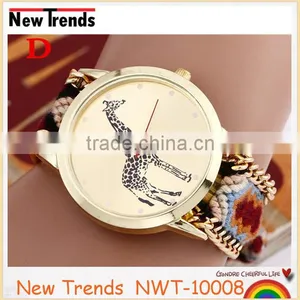 2016 Hot New Fashion Women Colorful Cord Weaved Giraffe Watches thumbnail-4