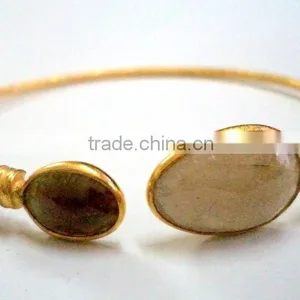 Turqioise Vermeil Gold Plated Sterling Silver Bangle, Gold Plated Bangle, Turquoise Bangle thumbnail-2