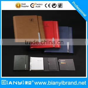 PU/Leather Cover Notebook, Loose-leaf, Six Keys Binders, With Pocket for Cards and Pen thumbnail-1