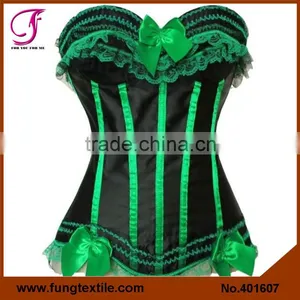 401607 Ladies Sexy Satin Green Body Corset CA thumbnail-1