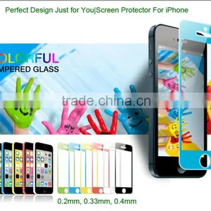 China Fahion New Premium Mobile Accesorios Celular 0.33mm AGC Colorful Silk Printing Tempered Glass Scren Protector thumbnail-1