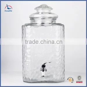 New Style Glass Wine Juice Dispenser Square Glass Beverage Dispenser With Tap thumbnail-1