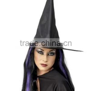 Adult Ladies Black Witch Fancy Dress Costume Accessory Halloween Witches Hat thumbnail-1
