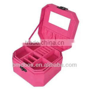 Octagonal Shape Exquisite Flocking Cheap Jewellry Box thumbnail-5