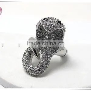 Crystal Stud Cobra Snake Stretch Ring thumbnail-1