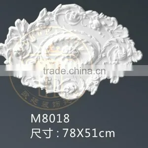 Wholesale PU Carved Circular Flat Bottom Lamp Panel European Decorative Ceiling Disc Relief Murals Carvings thumbnail-1
