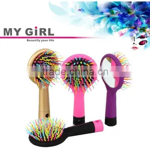 2016 Hot Sale My Girl Arrival High Quality Care Massage Comb Hair Tools Rainbow Hair Brush With Mirror Ionic Hair Brush thumbnail-3