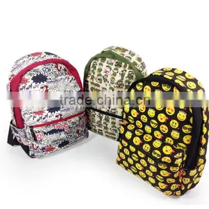 Emoji Printed High School Bag Backpack,smile Face Canvas Daypack Backpack Cool Cute Emoji Backpack thumbnail-2