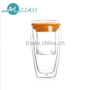 Portable Double Wall Glass Tea Infuser Bottle With Tea Strainer thumbnail-3
