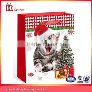 Promotional Christmas Gift Paper Bag With Ribbon Handle thumbnail-1