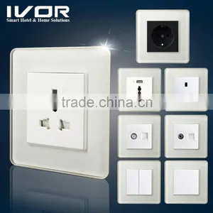 2016 New Design IVOR Glass Panel Mechanical Socket and Push Botton Switch eu Universal Socket thumbnail-1