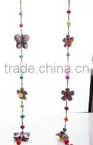 HANDWEAVING KAREN FABRIC MOBILE MADE FROM 100% COTTON WITH COLOR BEADS thumbnail-1