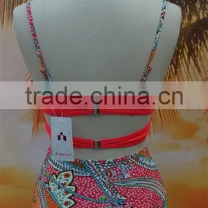 2016 New Arrival Flower Printed Retro High Waist Bikini thumbnail-4