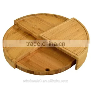 Newest Design Rotatable Bamboo Cheese Cutting Board With Cheese Tools thumbnail-2
