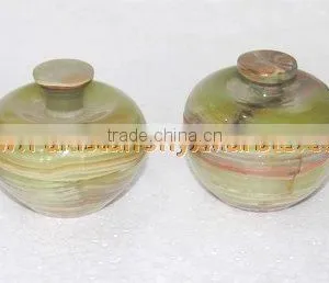 CUSTOM MADE Pakistani Supplier ONYX CANDY JARS POTS HANDICRAFTS thumbnail-6