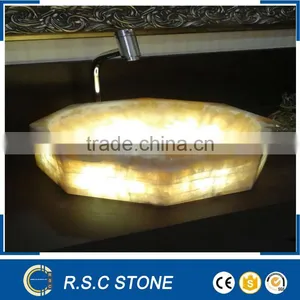 Yellow Onyx Bathroom Sink Countertop thumbnail-1