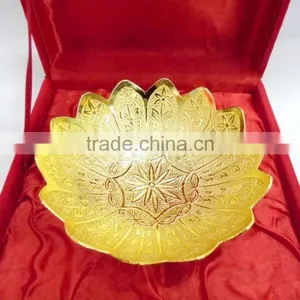 Return Gift, New Design Corporate Gift Item Home Decoration Brass Gold Plated Tray thumbnail-2