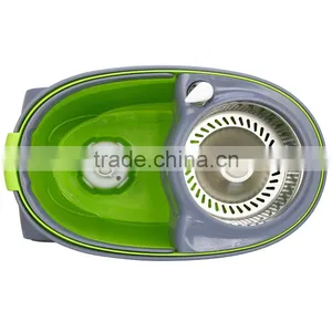 Portable Magic Mop With 2 Wheels SS Bucket Reusable Spin Mop Heads thumbnail-5
