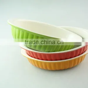 Colorful Ceramic Bake Plate With Two Ears, Durable Ceramic Bakeware in Stock thumbnail-2