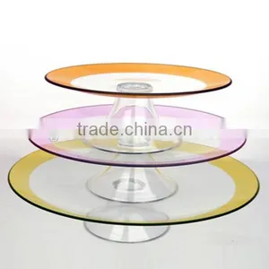 3 Tiers Color Range Hot Bending Round Flat Glass Desert Plates thumbnail-1