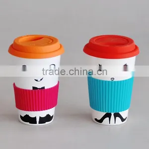 Ceramic Travel Mug With Silicone Lid,travel Mug With Silicone Cover,stoneware Travel Mug With Silicone Lid thumbnail-2