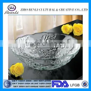 12.5' Clear Rose Embossed Fruit Salad Mixing Bowl thumbnail-1