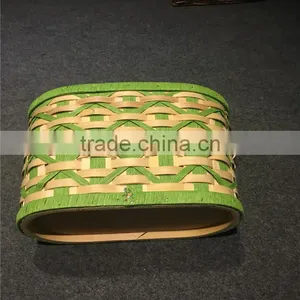 Square Strip Basket Colorful Wooden Bicycle Basket thumbnail-4