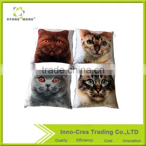Cartoon Style Throw Pillow Cover Lovely Cat Face Cushion Case Cotton Linen Cloth Pillowcase thumbnail-1