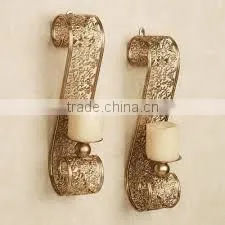 Golden Fancy Wall Tealight Candle Holder thumbnail-1
