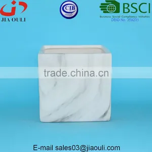 12cm Marble Design Ceramic Square Plant Pot thumbnail-3