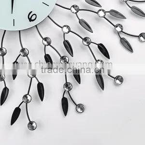 Metal Wall Digital Clock With Crystal and Leaf thumbnail-2